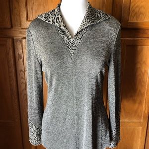 Joseph Ribkoff Gray Animal Print Long Sleeve Top Blouse Size 10